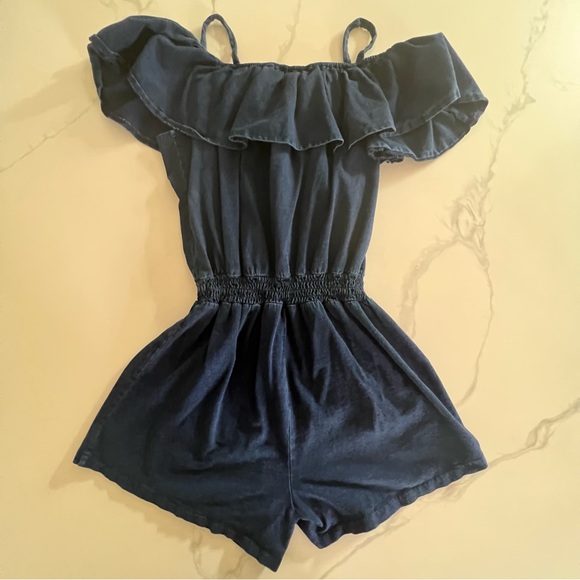 Guess Kids Blue Jean Romper w/ ruffle top - girls 14 - Picture 2 of 5